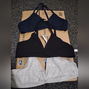 3 Unused Bras Ribbed Polyester Medium